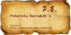 Pohorely Barnabás névjegykártya